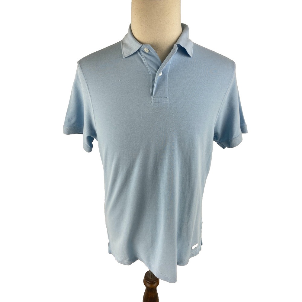 Barbour Polo Shirt Pique Cotton Modal Baby Blue Mens M Casual Summer Old Money